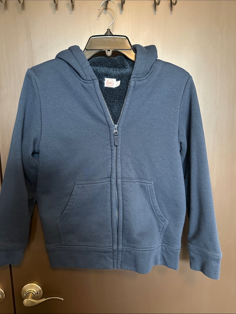 Wonder Nation Boys Kid Tough Zip Hoodie with Faux Shearling Lining, Size L 10/12